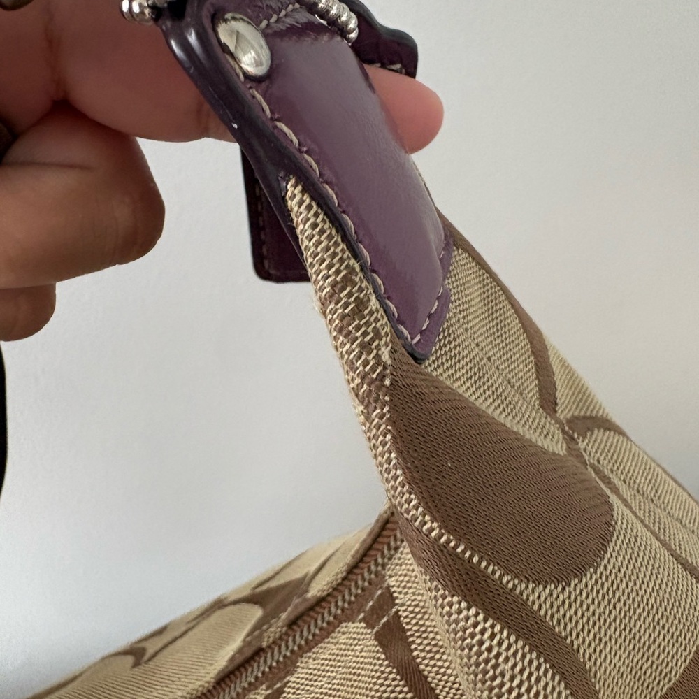 SOLD Coach Tan and Purple Shoulder Bag - Picture 5 of 11